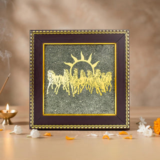 7 Horses on Raw Pyrite Frame / Seven Horses for Wealth, Success & Abundance