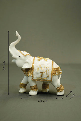 CARVED ELEPHANT WITH TRUNK UP  STATUE